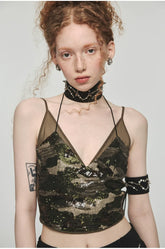 Camouflage 2-in-1 Halter Mesh Camisole